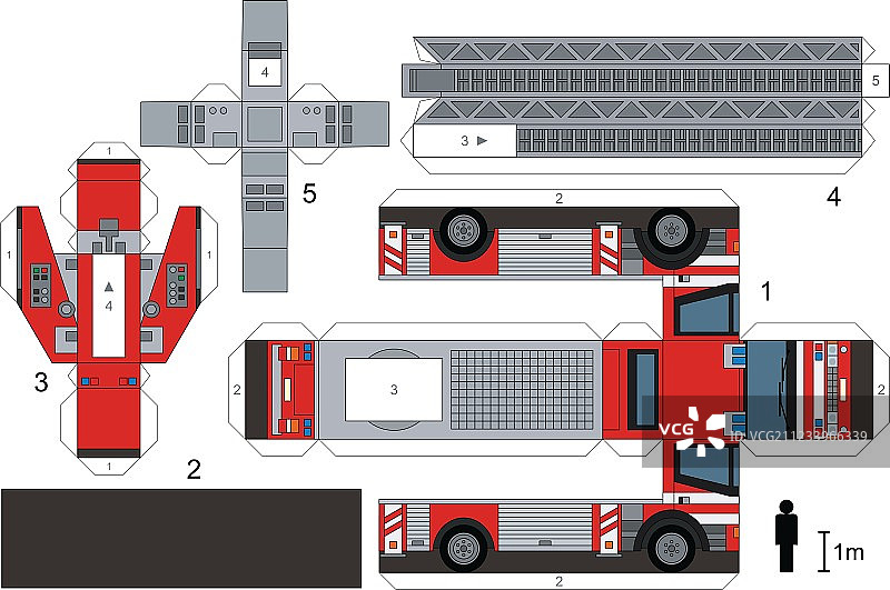 消防车纸模型图片素材