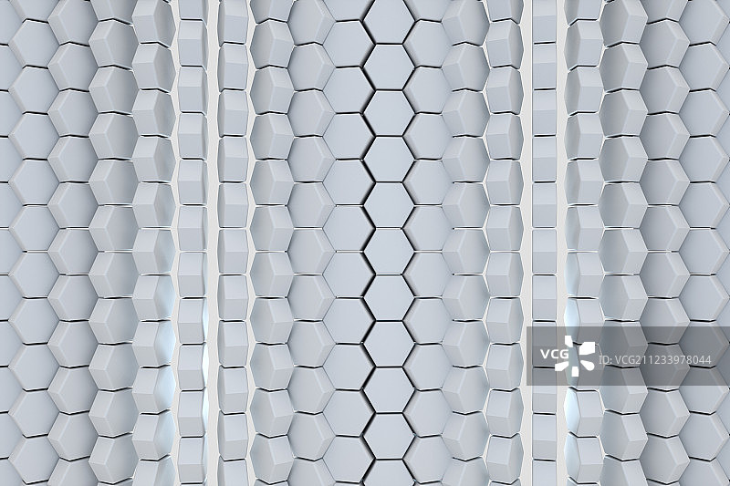 三维渲染，白色六边形背景，工业设计图片素材