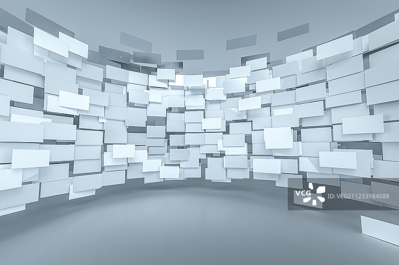 三维渲染，白色流动方片碎片图片素材