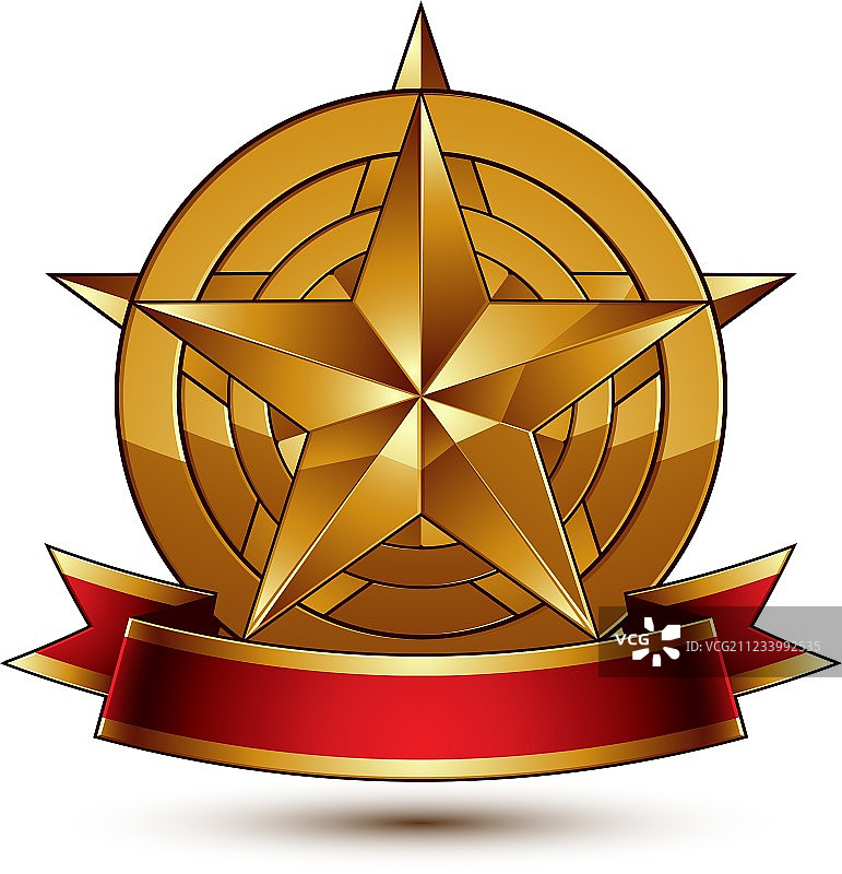 程式化五边形纹章金色符号图片素材