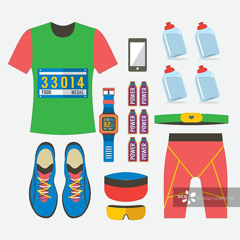 男性跑步装备俯视图图片素材