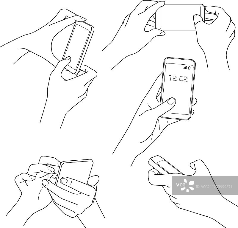 手持智能手机草图图片素材