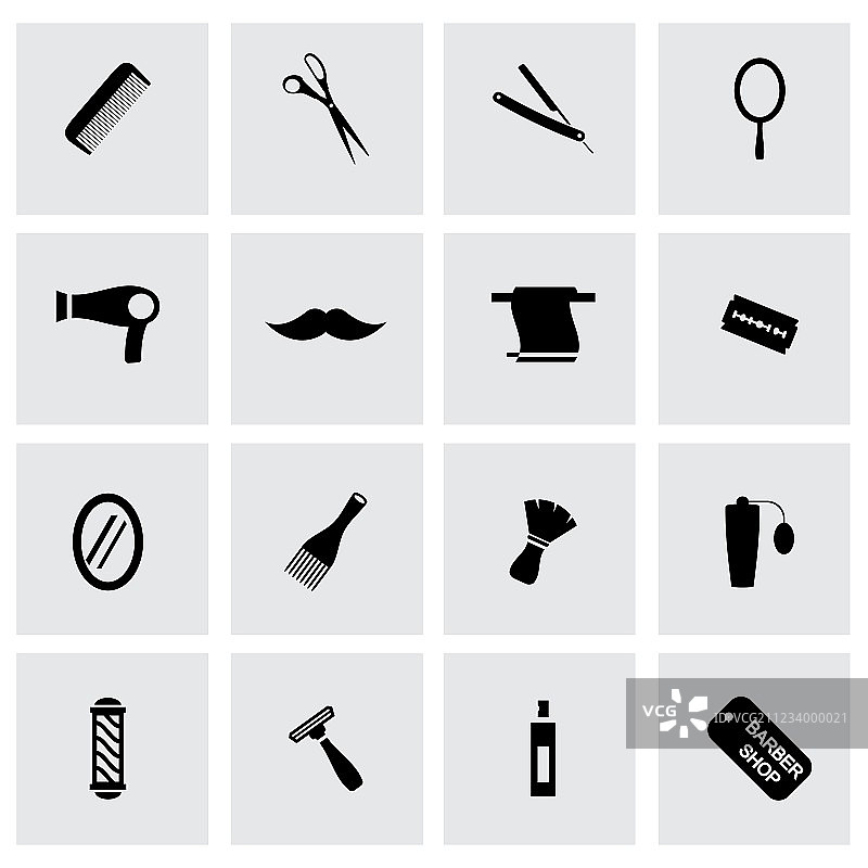 黑色理发图标集图片素材