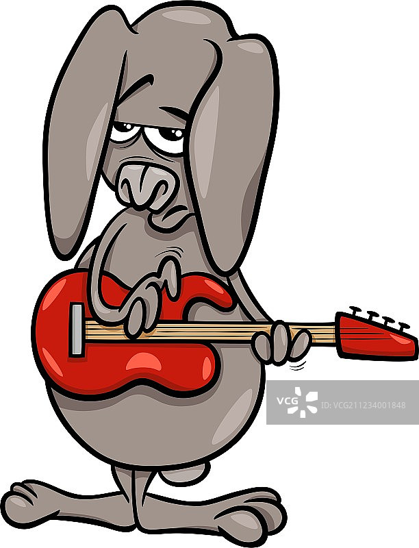 弹吉他的兔子卡通图片素材