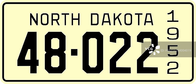 北达科他州1952年车牌图片素材