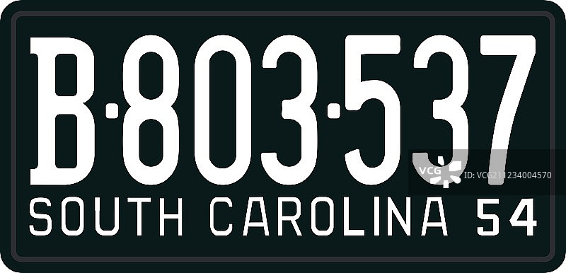 南卡罗来纳州1954年车牌图片素材