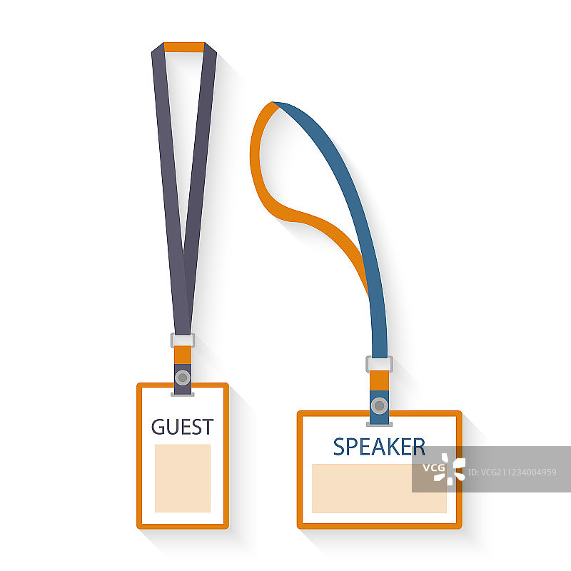 挂绳和徽章的扁平设计图标模板图片素材