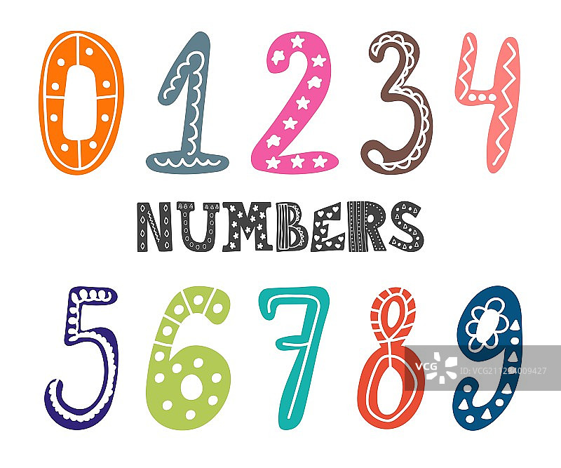 手绘数字集合：可爱的彩色数字图片素材