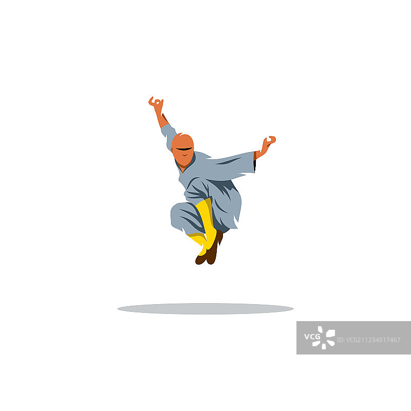 少林武僧跳跃剪影图片素材