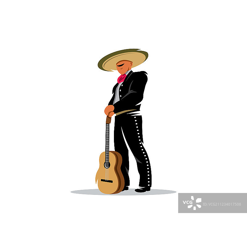 带有吉他标志的墨西哥音乐家图片素材