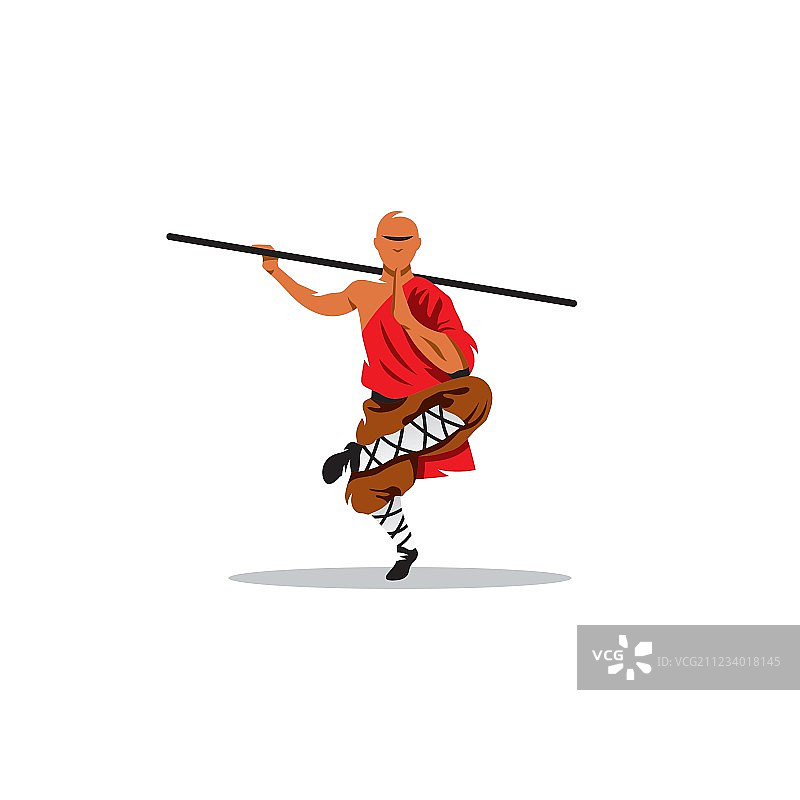 手持棍棒的少林武僧图片素材