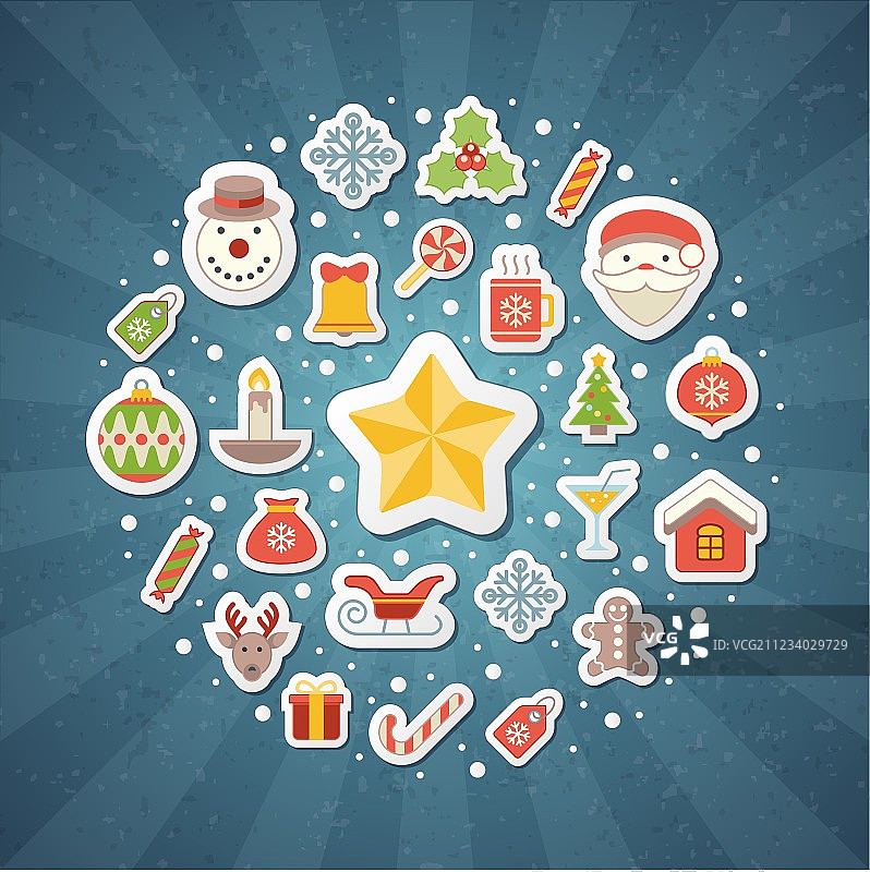 复古圣诞贺卡图标和符号图片素材