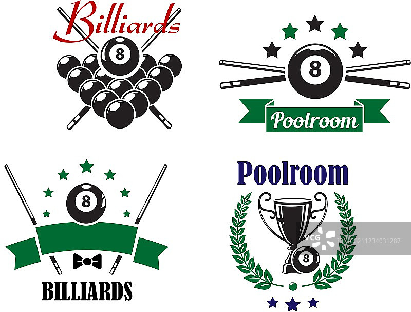 台球室游戏徽章或标志图片素材