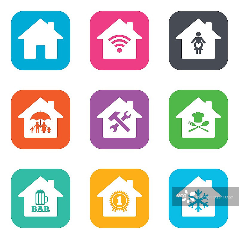 房地产图标房屋保险标志图片素材