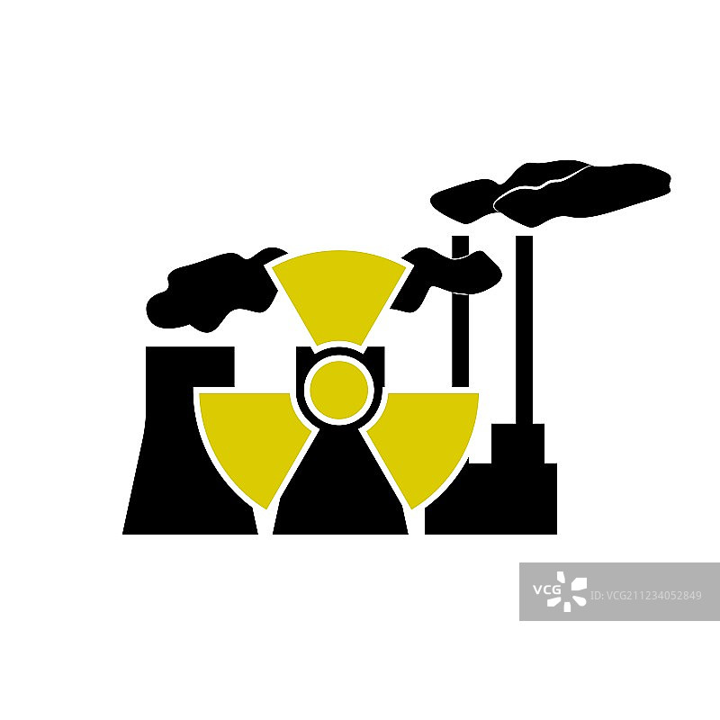 核电站和放射性标志图片素材