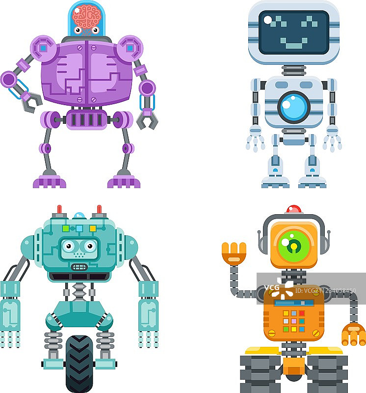 机器人扁平图标集图片素材