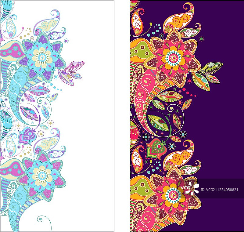 手机上的两个佩斯利图案手机壳或贴纸图片素材