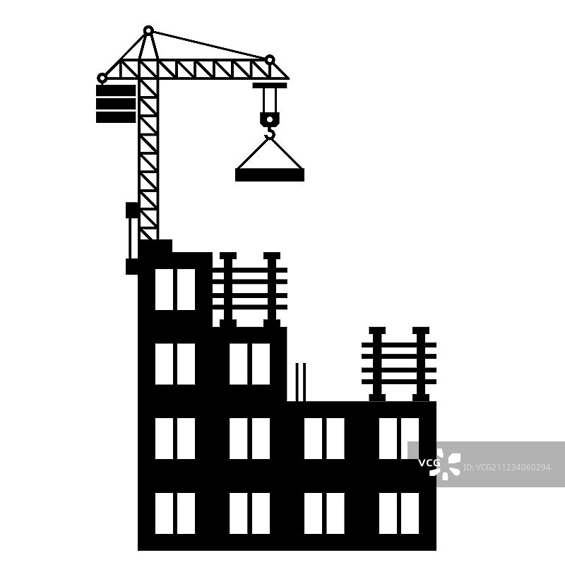 白色背景上的起重机建筑施工图片素材