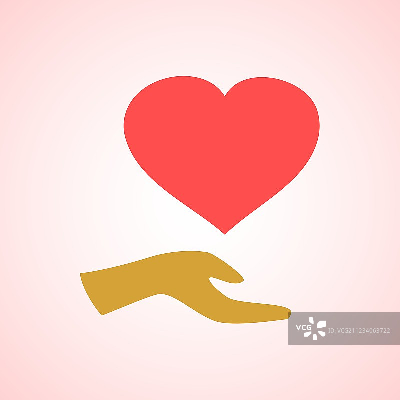 手上的红色爱心图标图片素材