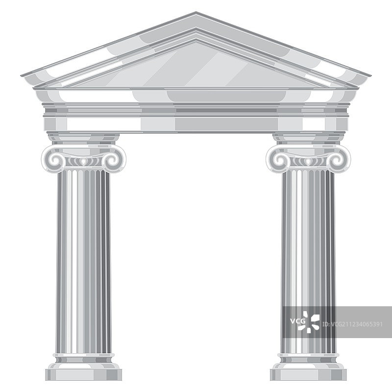 带有柱子的爱奥尼现实主义古希腊神庙图片素材