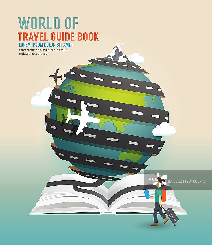 世界旅行指南开放书本概念设计图片素材