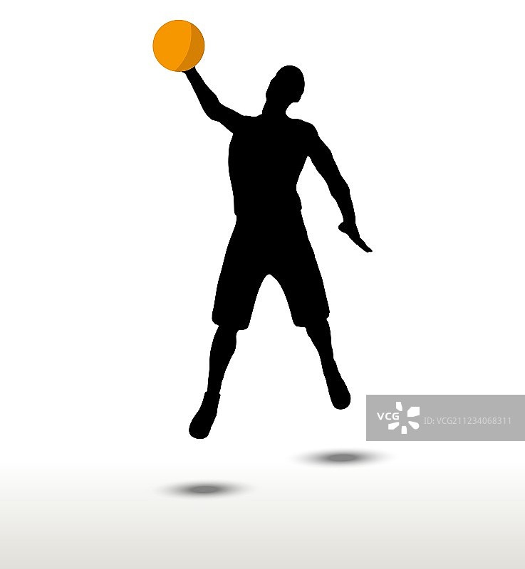 扣篮姿势篮球运动员剪影图片素材