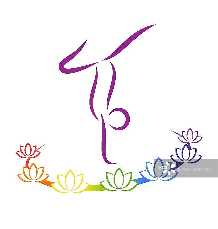 瑜伽姿势脉轮莲花徽标（灰度图）图片素材