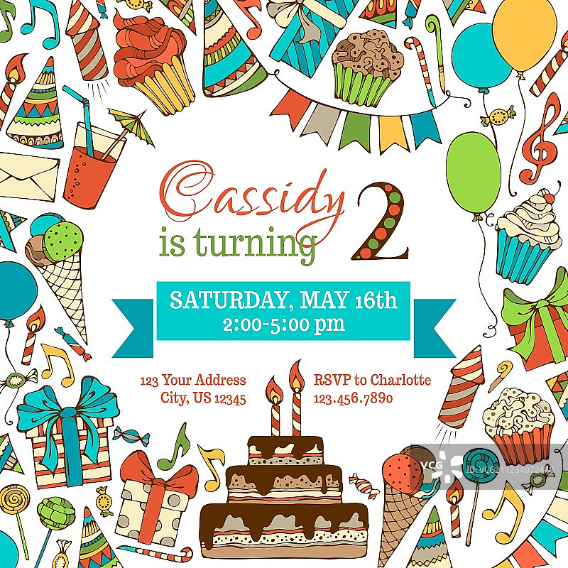 明亮的生日邀请卡图片素材