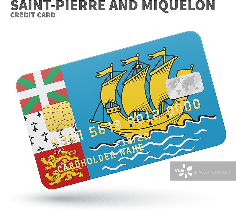 带有圣皮埃尔和密克隆群岛国旗的信用卡图片素材