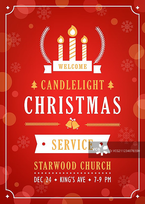 圣诞烛光教会邀请函图片素材