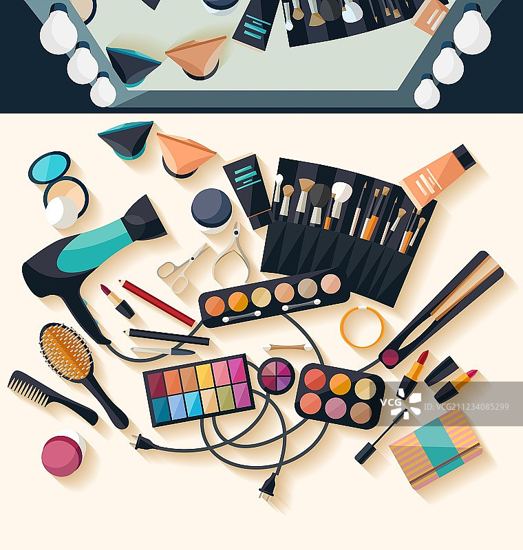 化妆工作区-扁平设计图片素材