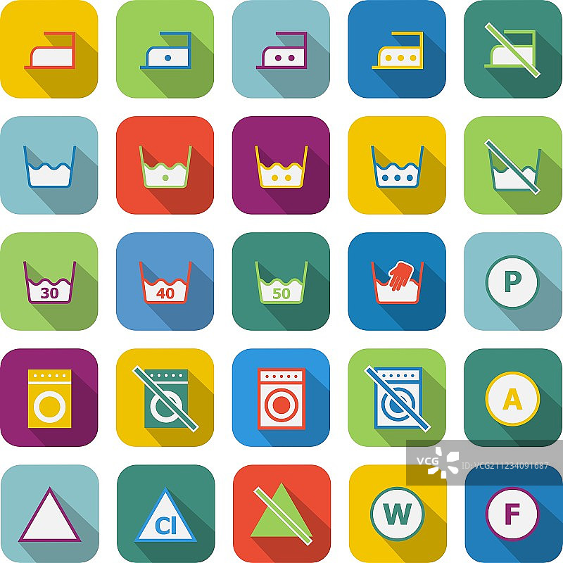 带长阴影的洗衣颜色图标图片素材