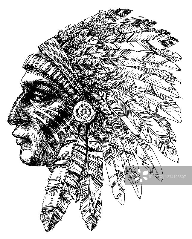 印第安战士侧面图片素材