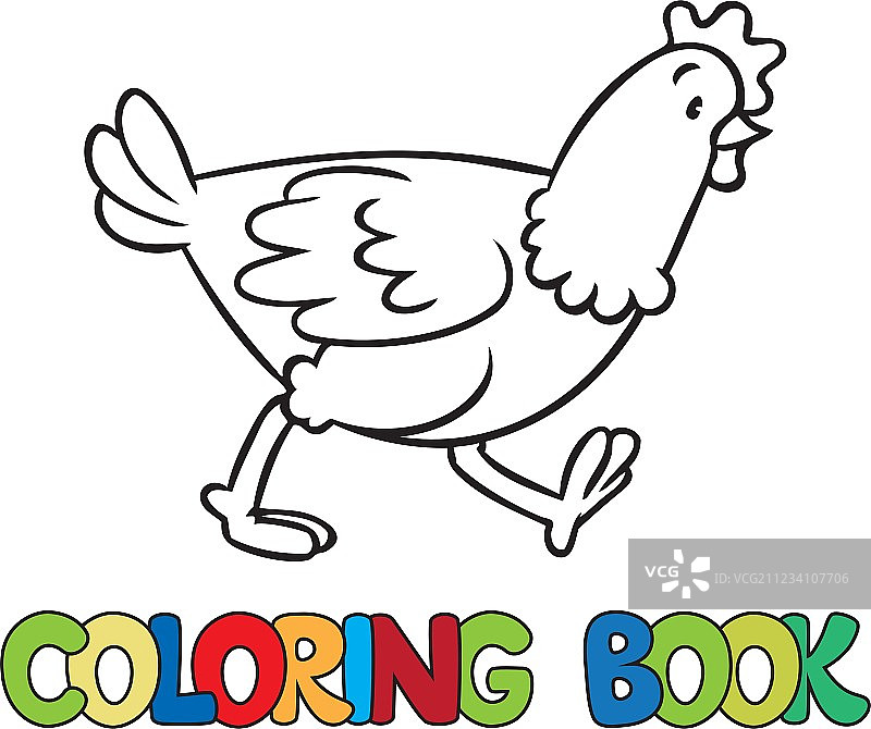 有趣的鸡着色书图片素材