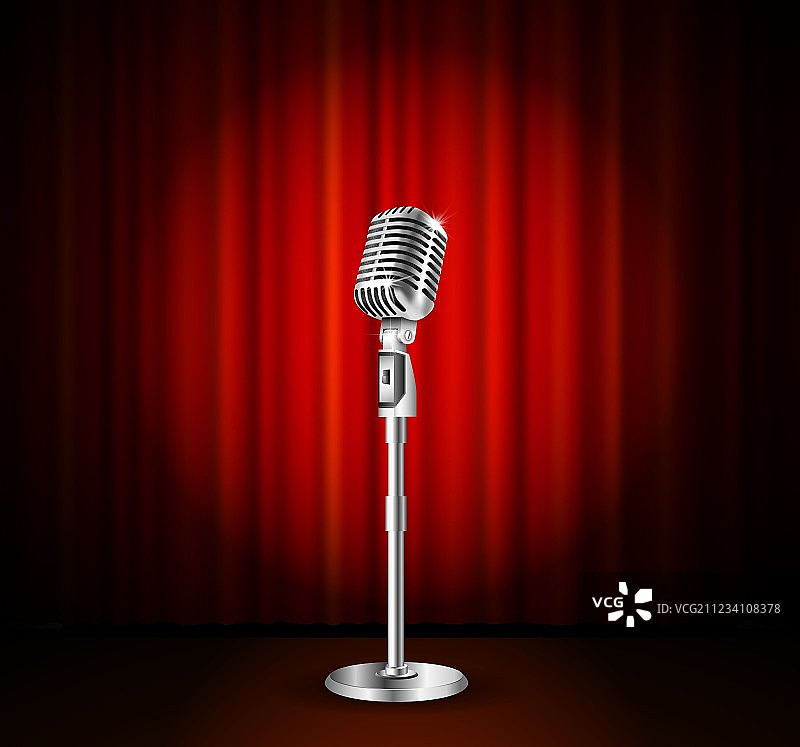 麦克风和红色幕布图片素材