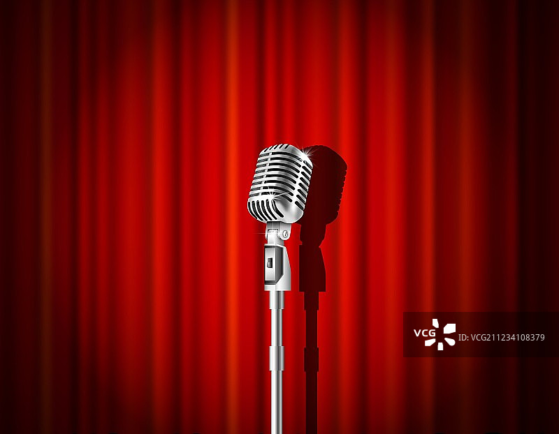 麦克风和红色幕布图片素材