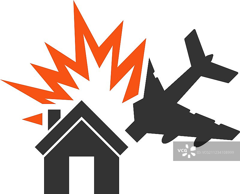 飞机撞击房屋图标图片素材
