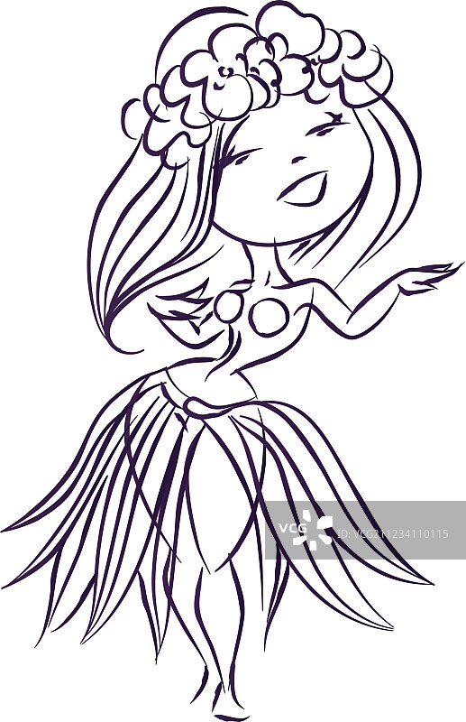 草裙舞舞者夏威夷卡通人物图片素材