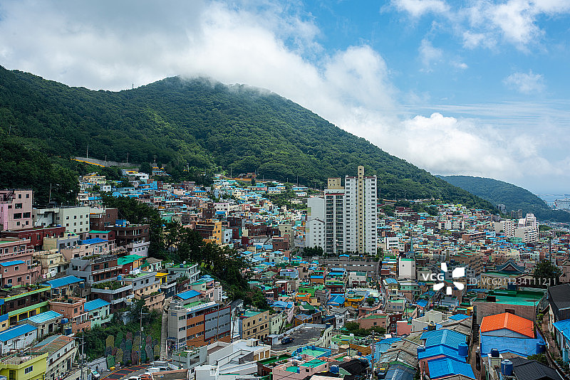 韩国釜山甘川文化村全景图片素材