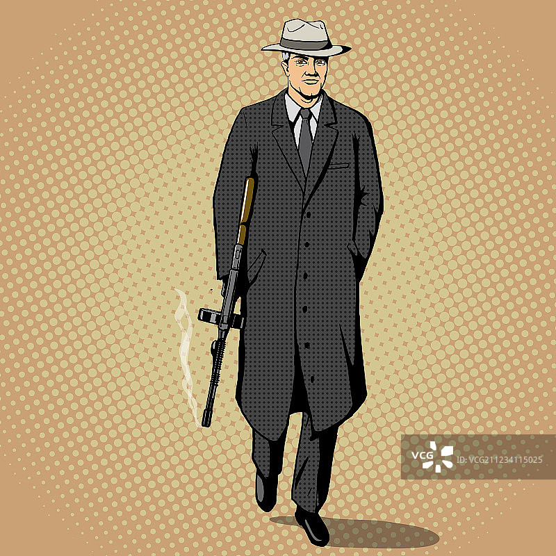 持枪行走的黑帮波普艺术风格图片素材