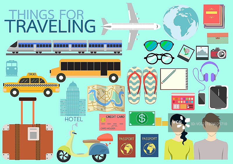 旅行物品扁平化设计图片素材