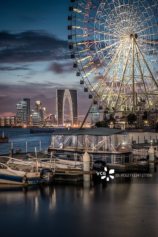 苏州金鸡湖夜景图片素材