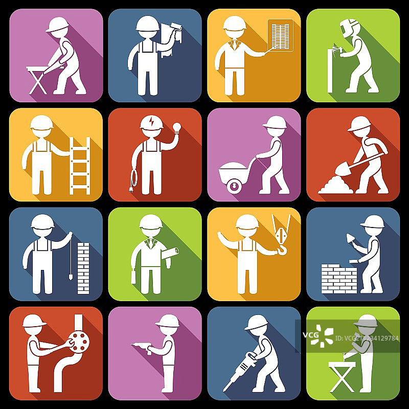 白色建筑工人图标图片素材