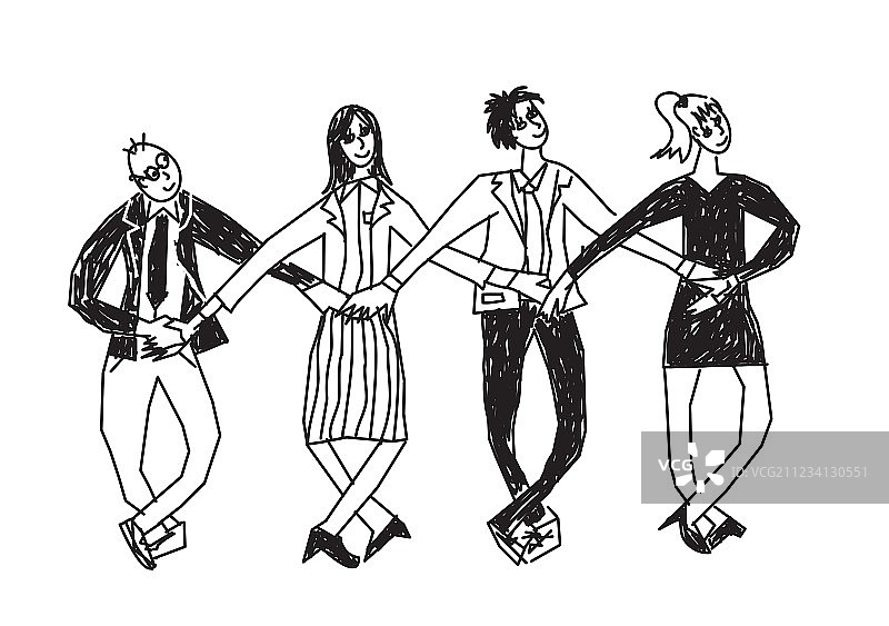 商务团队舞蹈展示（黑白照片）图片素材