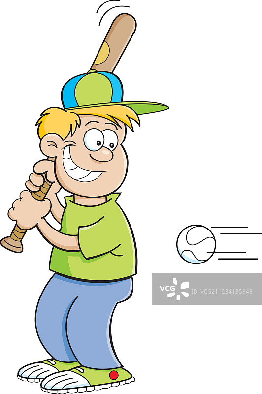 卡通男孩打棒球图片素材