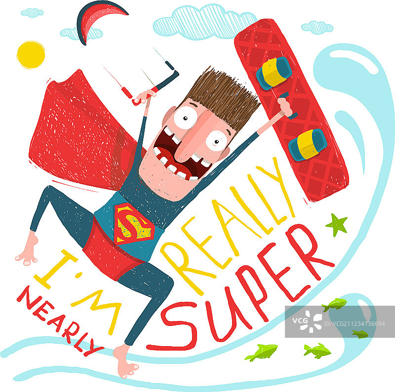 风筝冲浪超人卡通形象图片素材