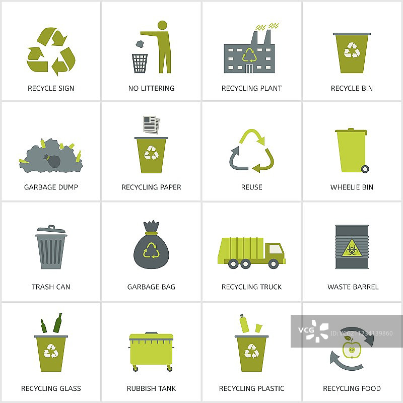 回收垃圾图标合集图片素材
