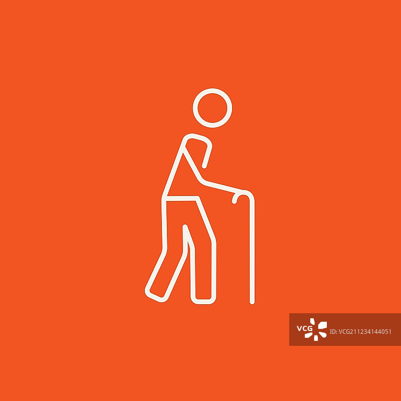 手杖男子线性图标图片素材