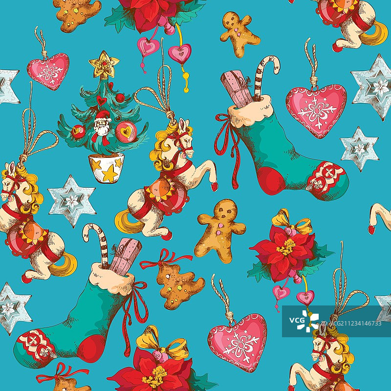圣诞节无缝模式图片素材