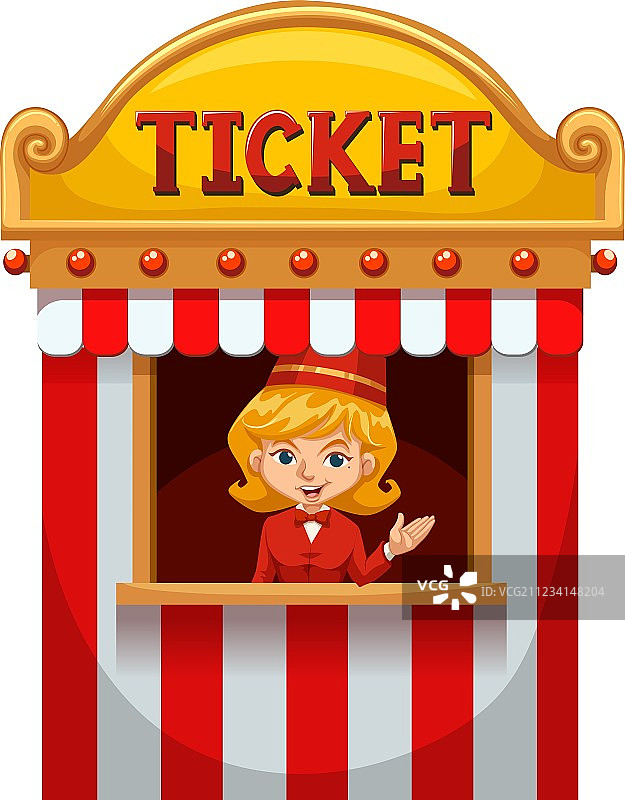 在售票亭卖票的女人图片素材